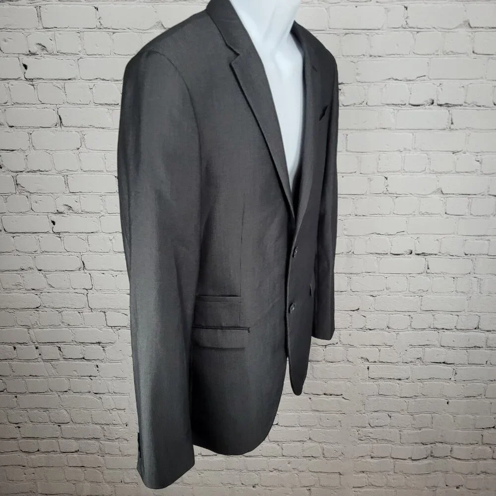 Altamoda Grey Pinstriped Slim Fit 2 Button Notch Blazer Sport Coat Size 40L
